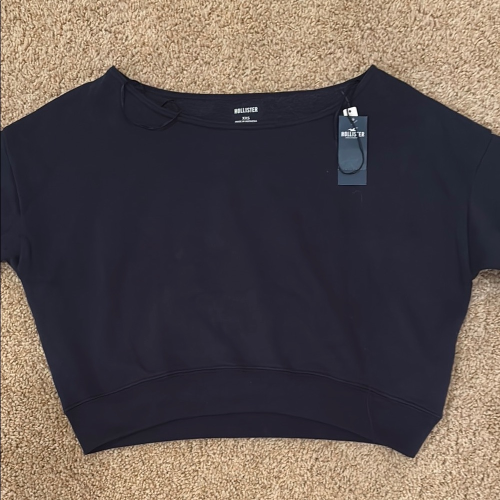 Hollister Blue Boxy Crop T-Shirt Cap Sleeve